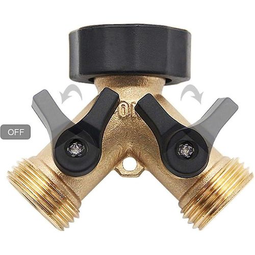 Rpartiteur De Tuyau En Y Robuste En Laiton De 3/4 Po Avec 2 Vannes - Adaptateur De Tuyau D'arrosage Universel Pour Un Contrle Facile Du Dbit