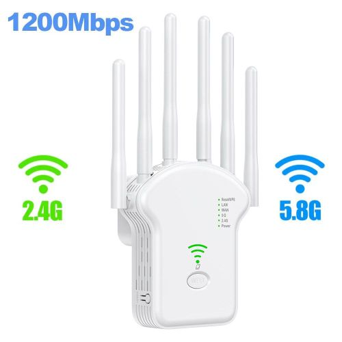 Rpteur WiFi 300Mbps 1200Mbps,Amplificateur de Porte Internet,Routeur WPS,Port LAN/WAN,Antenne Rseau 2.4G 5G,pour Touriste - Type 1200Mbps EU Plug