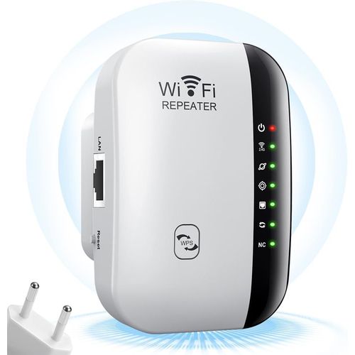 Repeteur WiFi Puissant, 2025 Nouveau 300Mbps Amplificateur WiFi Puissant, 2.4GHz WiFi Rpteur, WiFi Booster WiFi Extender, WPS, Mode AP WiFi Range Booster Compatible avec appareils WiFi