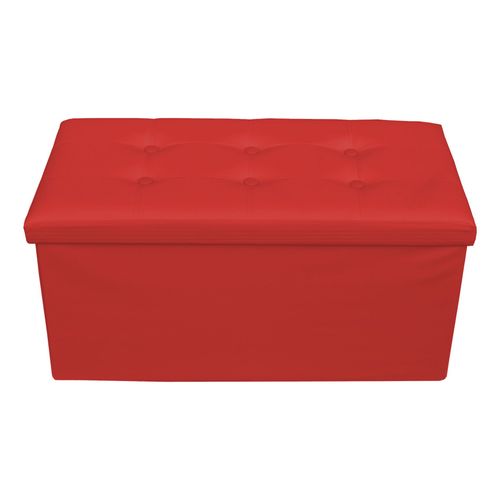 Repose-Pieds Coffre De Rangement Avec Couvercle En Similicuir Rouge