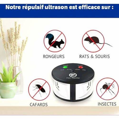 Repulsif Ultrason 360 Anti Rats, Souris, Rongeurs, Cafards Et Insectes. Frequences Variables Puissantes, Une Portee De 550 M2. Solution Ecologique Efficace Anti-Nuisibles Sans Produits Goodnice