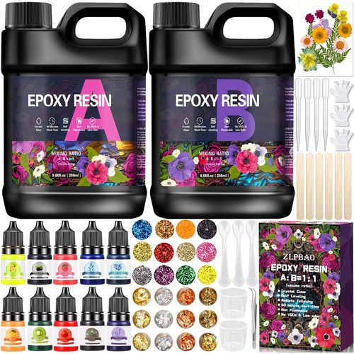 Resine Epoxy Kit, Rsine poxy 582ml De Rapport 1: 1 Transparente Pour Coule, Kit Resine Epoxy Complet Dbutant Pour Bois, Artisanat, De L'art, Table, Fabrication De Bijoux