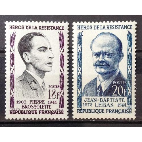 Rsistants 1957 - Pierre Brossolette 18f (N 1103) + Jean-Baptiste Lebas 20f (N 1104) Neufs* - France Anne 1957 - N20710