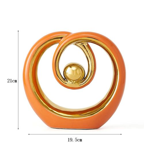 Rsum C-Orange - Sculpture Abstraite En Cramique, Statue Dore, Dcoration De Maison Moderne, Salon, Bureau, Accessoires, Cadeau Artisanal