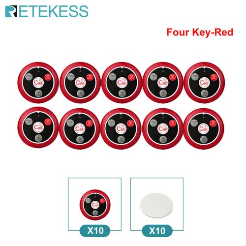 RETEKESS-clavier sans fil pour restaurant,hookah,systme d'appel WaClaCalling,TD108,rcepteur de montre T117,bouton pour 73 bars,service client - Type 10 X Four Key-Red
