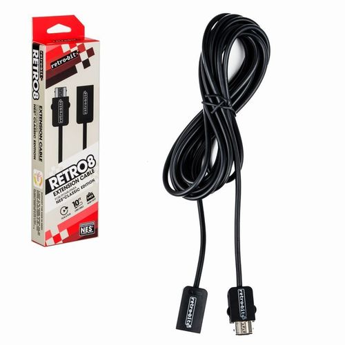 Retro-Bit Cble D'extension Rallonge 3m Pour Manette Pad Nintendo Nes Classic Mini Edition, Noir [Non Compatible Avec La Console Nes Originale]