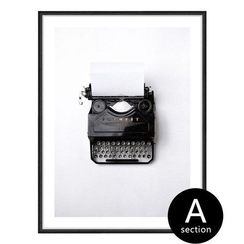 Rtro Style Dcor  La Maison Affiches Noir Et Blanc Machine  crire Camra Nature Morte Toile Peinture Moderne Mur Art Photo Pour La Chambre Sans Cadre?40x40cm