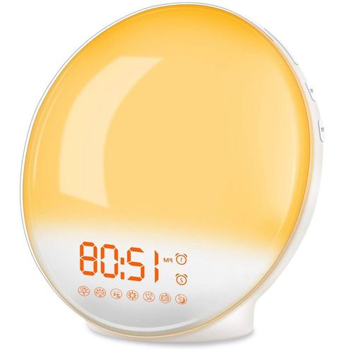 Rveil Analogique Avec Lever Et Coucher De Soleil, Rveil lectronique  Led, Lampe De Chevet Multicolore, Radio Multi-Sons Et Commandes Vocales