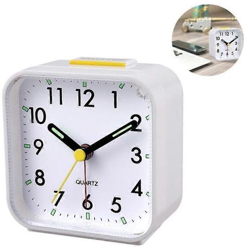Rveil Analogique Silencieux, Sans Tic-Tac, Rveil En Douceur, Bips Sonores, Augmentation Du Volume, Fonctions Rptition Et Lumire, Fonctionne Sur Piles, Rglage Facile, Blanc