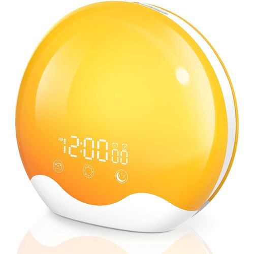 Rveil Avec Lumire,Reveil Lumineux Simulateur D'aube,Sunset Lamp cran Tactile Rveil Lumineux Double Face Pour Les Traverses Lourdes,Double Alerte &snooze,Veilleuse 12 Couleurs, Radio Fm[X638]