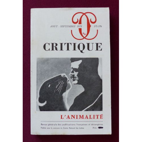 Revue Critique N.375 - Animalit   de Collectif  Format Broch 