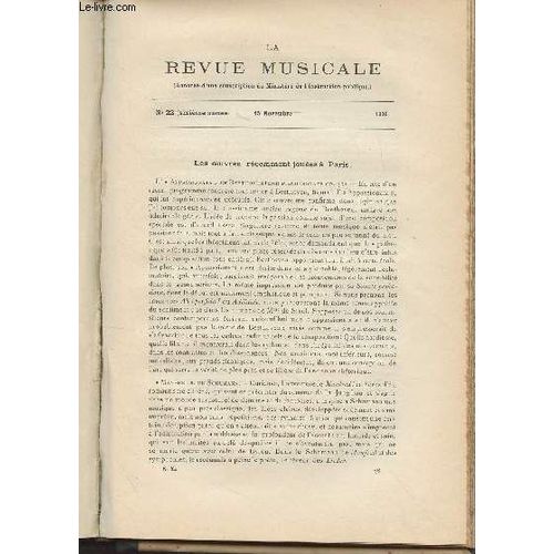 Revue D Histoire Et De Critique Musicales - 6e Anne - N22, 15 Nov. 1906 - Les Oeuvres Rcemment Joues  Paris - Un Mot Sur Les Modes Diatoniques ; Un Choeur De Glinka - Notre Supplment : Un Ancien(...)   