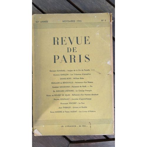 Revue De Paris, 52e Anne, No 8, Novembre 1945