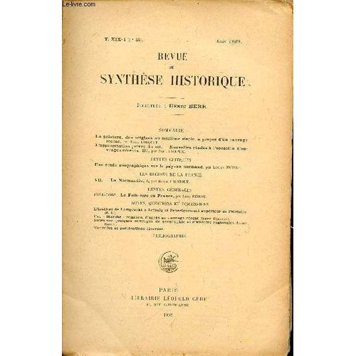 Revue De Synthese Historique / Tome Xix-1 (N55) - Aout 1909. de Collectif / Berr Henri