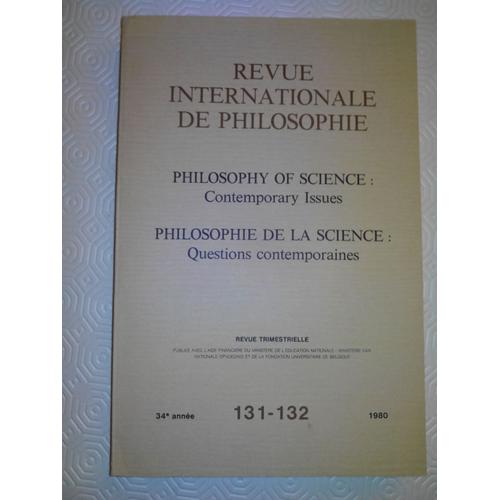 Revue Internationale De Philosophie No 131-132. Philosophie De La Science   de isabelle stengers