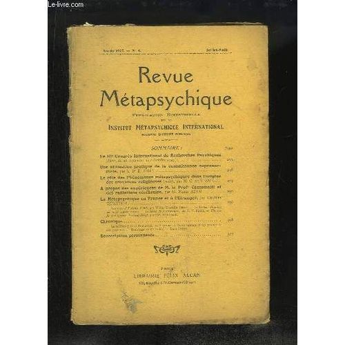 Revue Mtapsychique. Bulletin De L'institut Mtapsychique International, N4 : Une Utilisation Pratique De La Connaissance Supranormale Par Le Dr Osty - Le Rle Des Phenomenes Metapsychiques ...   de GELEY GUSTAVE DR