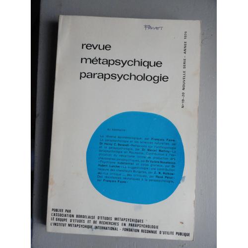 Revue Metapsychique. Nouvelle Serie. N 19-20