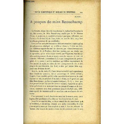 Revue Scientifique Et Morale Du Spiritisme 16e Annee N4 - A Propos De. Miss Beauchamp. L. Chevreuil. Les Enfants Prodiges Et La Rincarnation.. J. Solam.De La Fraude Dans La Production Des ...
