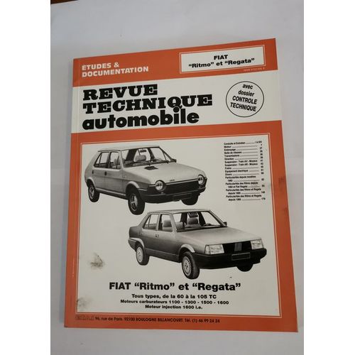 Revue Technique Automobile 392.6 - Fiat Regata - 1978  1990 - E.T.A.I -