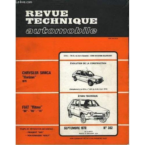 Revue Technique Automobile. N392   de michel cromback  Format Broch 
