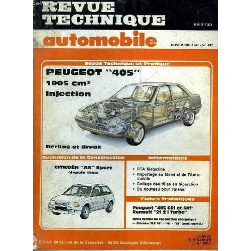 Revue Technique Automobile N497 : Peugeot 405, 1905 Cm3 Injection.   de michel cromback  Format Broch 