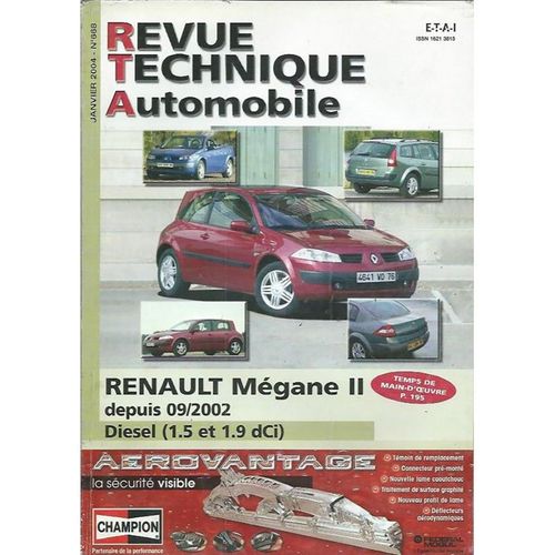 Revue Technique Automobile N 668 Edition Janvier 2004 Renault Megane 2 09/2002  ........ Berline , Coup , Break & Cabriolet Moteurs Diesel : 1.5 & 109 Dci Mecanique , Electricite & Carrosserie