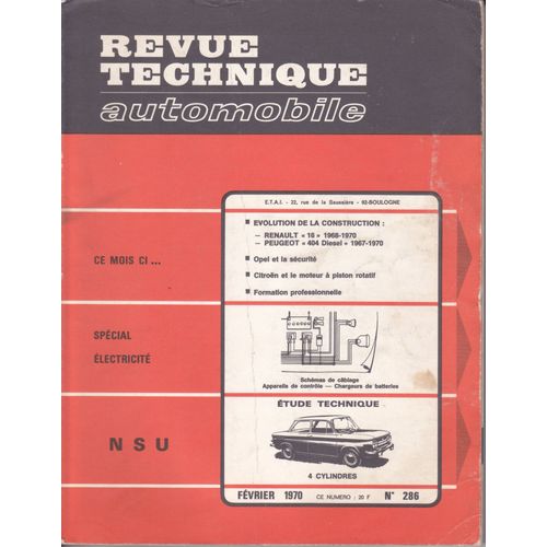 Revue Technique Automobile N S U 4 Cylindres