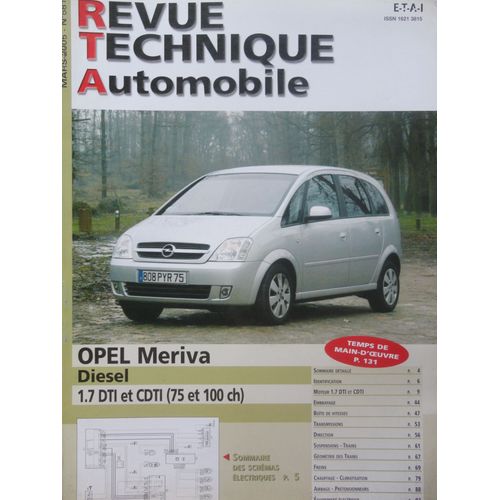 Revue Technique Automobile  Opel Meriva Diesel 1,7 Dti 75 Cv Et Cdti 100 Cv,  Partir De 08/2003
