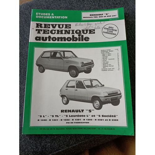Revue Technique Automobile Renault 5 5l 5tl 5 Laurate L 5 Socit