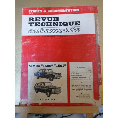 Revue Technique Automobile Rta Simca 1500 - 1501 Jusqu' 08 / 1969
