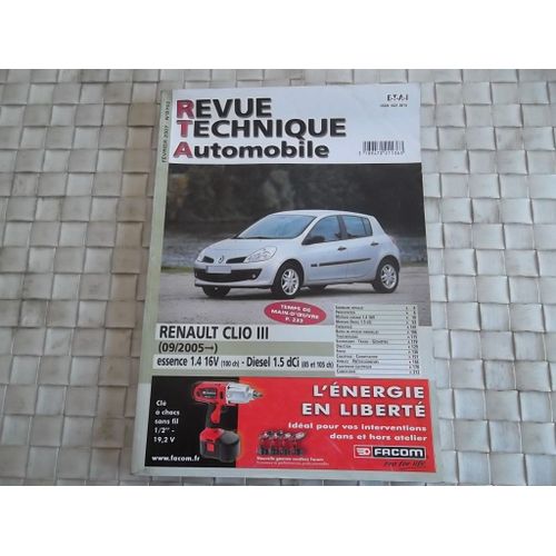 Revue Technique Renault Clio Iii Essence 1.4 16v Et Diesel 1.5 Dci Depuis 2005