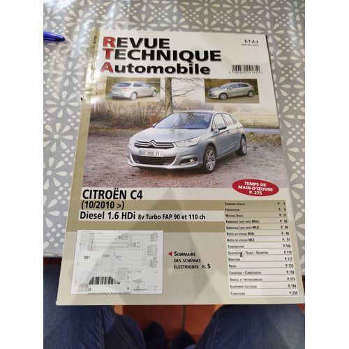 Revue Technique Rta NB759 Citron C4 10/2010 1.6 Hdi 8v Turbo Fap 90 Et 110cv