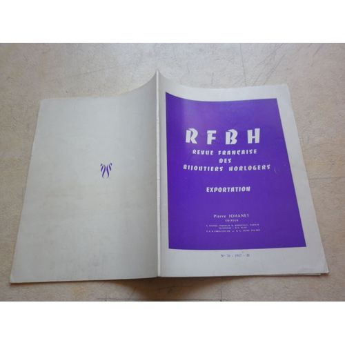 Rfbh, Revue Franaise Des Bijoutiers Horlogers : Exportation. N 70