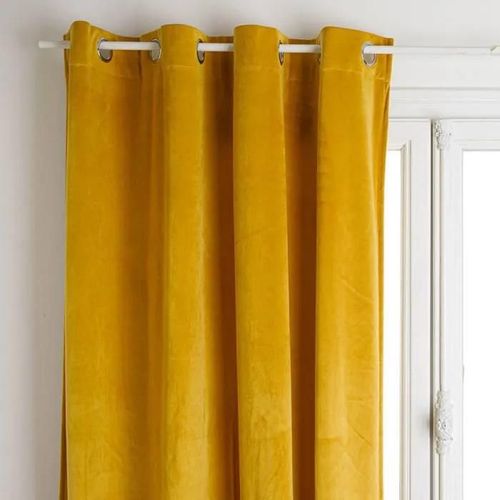 Rideau  Oeillets - Atmosphera - Jaune Moutarde - 140x260 Cm - Occultant - Velours
