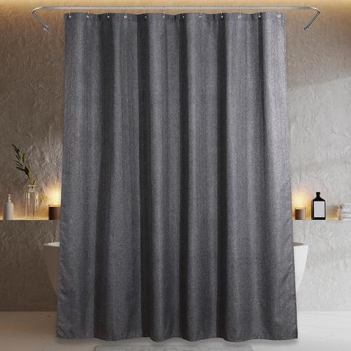 Rideau De Douche En Tissu Gris Anti Moisissure Hydrofuge  L'eau Lavable Lger Polyester Rideau De Douche Pour Salle De Bains - lgant Texture De Lin Rideau De Douche - 183 X 200 Cm