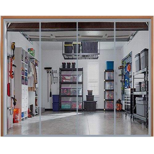 Rideau De Porte De Garage Magntique De Grande Taille,Moustiquaire De Taille E,cran Anti-Insectes Volant Utilis Dans Les Pavillons,Les Balcons,La Tent - Type Gray Net Gray Edges-W 480cm X H 210cm