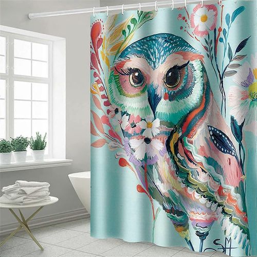 Rideaux De Douche, Tissu Rideau De Douche Liner Color Hibou Cabine De Douche Rideau Avec 12 Crochets Pour Home Htel Machine Lavable Rideau Impermable  LEau Bathro