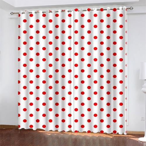 Rideaux De Fenetre Occultants Pour Salon, Motif Sans Couture A Pois Rouges, Rideau Anti-Poussiere En Polyester Pour Chambre D'enfant