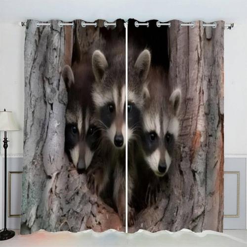 Rideaux Occultants Doux Pour Chambre A Coucher, Mignon Petit Raton Laveur, En Fiber Super Fine, Lavable, Pour Chambre D'enfants, Decoration De Salon