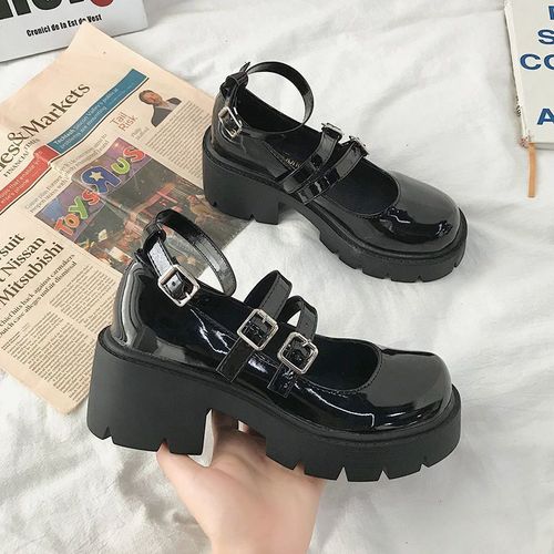 Rimocy-Escarpins  Talons Hauts En Cuir Verni Pour Femmes,Chaussures Mary Janes  Plateforme,Sangle De Rinage Douce Et Belle,Chaussures Lolita Optiques De Printemps - 38