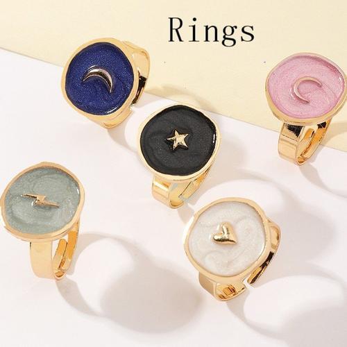 Rings-Blue Moon -toile Lune Coeur Alliage Huile Goutte Collier Simple Rond Pendentif Collier Pour Les Femmes 2020 Tendance Breloque