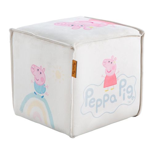 Roba Pouf Bb En Forme De Cube Peppa Pig - Pouf Enfant En Velours Doux - Beige / Motif Cochon