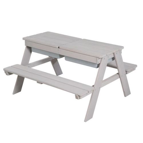 Roba Table Sable Et Eau En Bois Massif Avec Bac De Jeu - Rsistante Aux Intempries - Gris