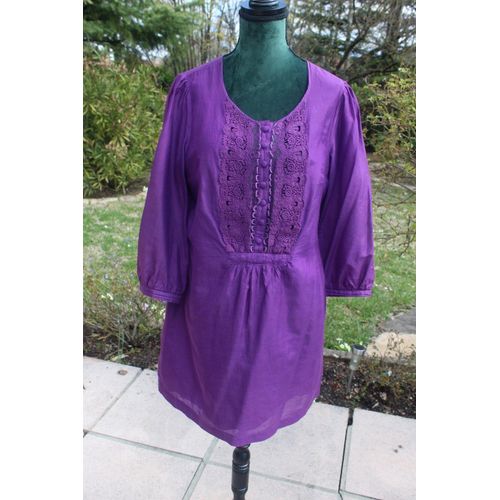 Robe/Blouse Violette Version Originale Trs Joliement Travaille Devt.Modle Doubl.Taille tiquete:42.