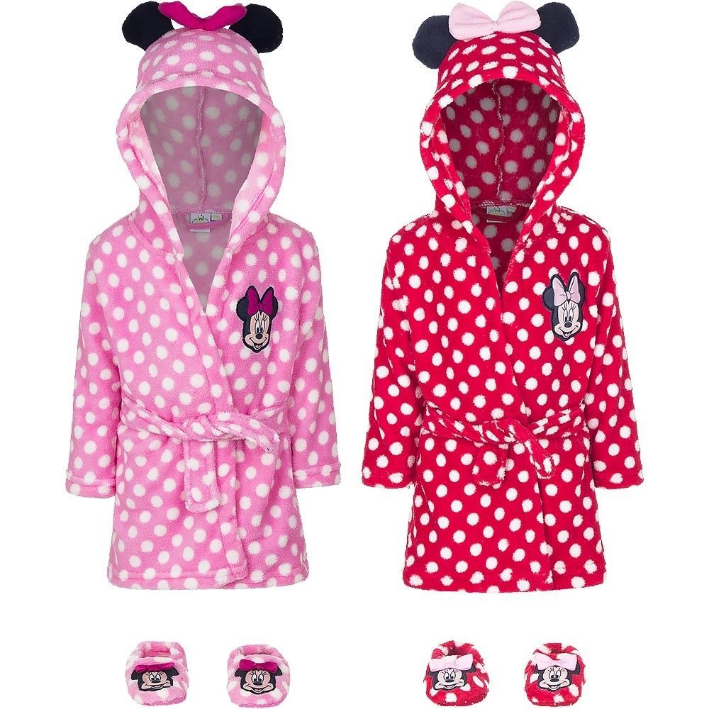 Robe De Chambre A Capuche Minnie Mouse Oreilles Sur Le Capot Bebe Fille En Rose T 18 24 Mois Hq0329 Rakuten