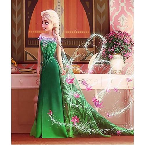 Robe Dguisement Costume La Reine Des Neiges Frozen Green Anna Enfant Filles