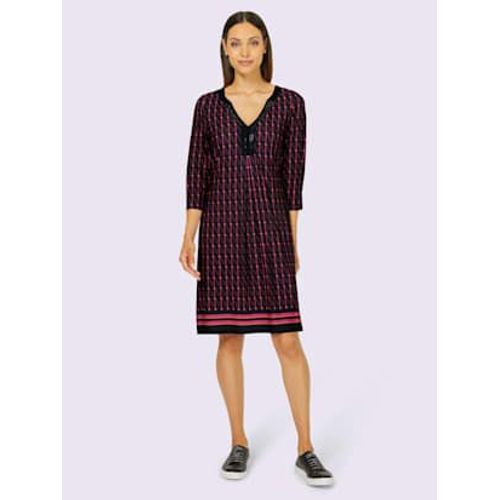 Robe En Jersey Paillettes  L'encolure - Rick Cardona - Noir-Magenta Imprim