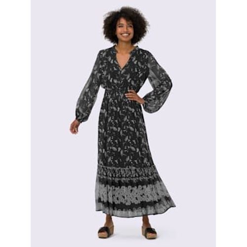 Robe En Mousseline Qualit Lgrement Transparente - Linea Tesini - Noir-Couleur Ivoire Imprim
