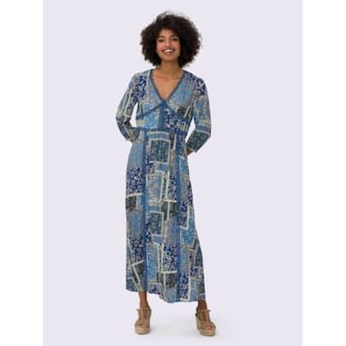 Robe Imprime Pure Viscose - Linea Tesini - Bleu Jean-Vert Imprim