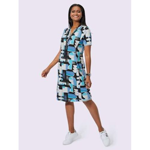 Robe Lgre 60% Coton - - Turquoise-Noir Imprim